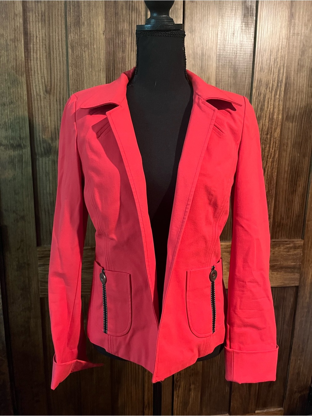 Nina Mclemore red Women's blazer Jacket (Size 4)